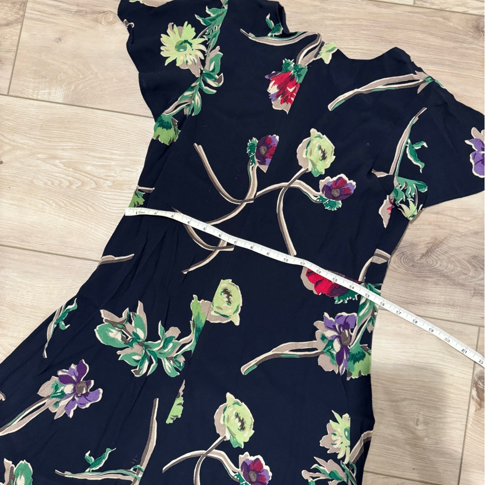 Anthropologie Maeve Navy Blue Floral Flutter Sleeve Dress, 6 Petite - Picture 5 of 6